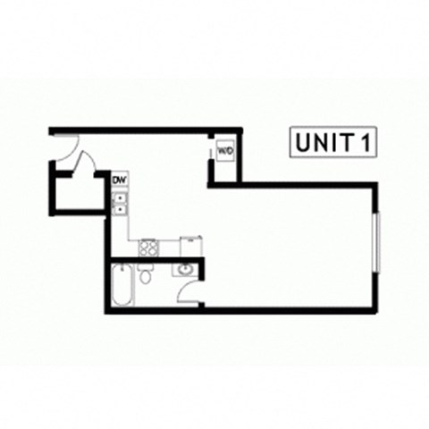 Floor plan for studio, 1 bath, 694 sqft
